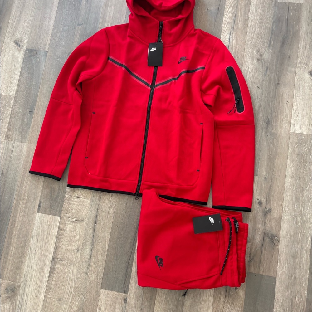 Nike Red Hoodie and Jogger Set with Black Accents